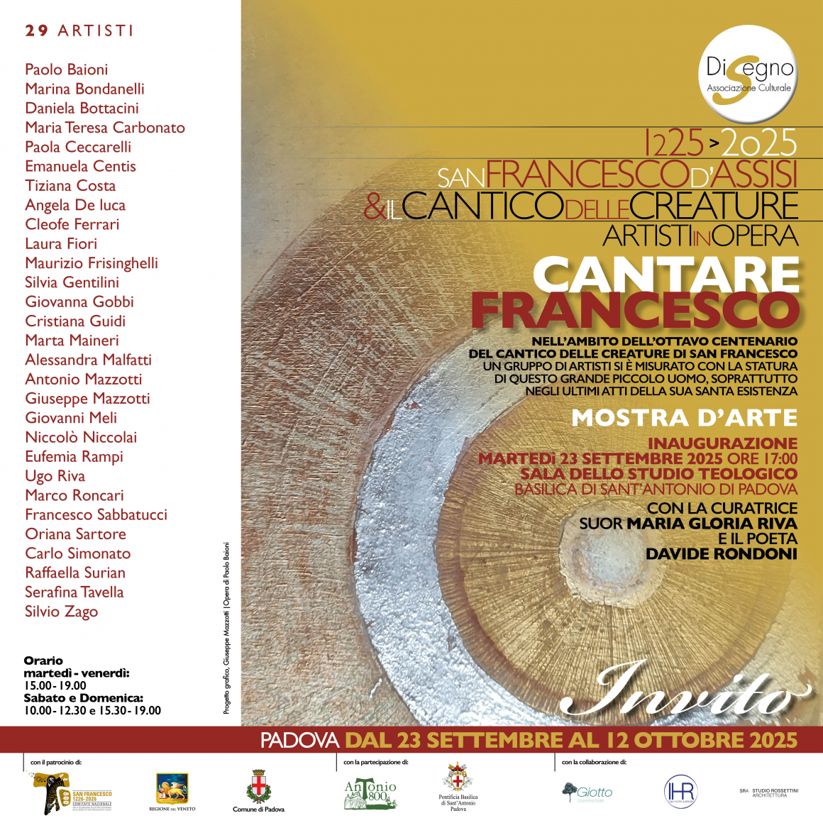 COMUNICATO STAMPA MOSTRA ”CANTARE FRANCESCO- ARTISTI IN OPERA”
