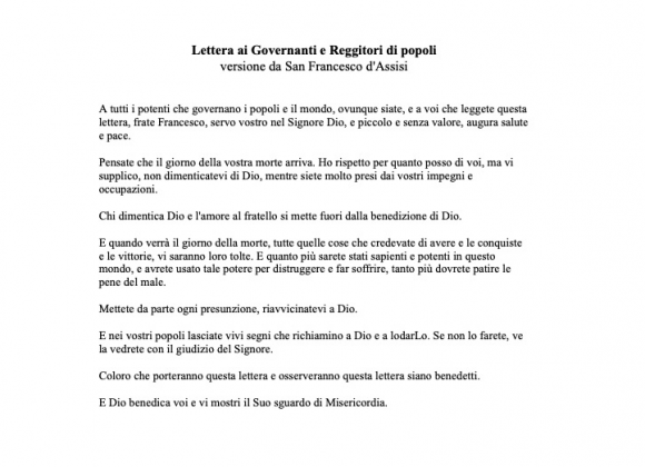 “Abbiate più fantasia, smettete di fare la guerra”